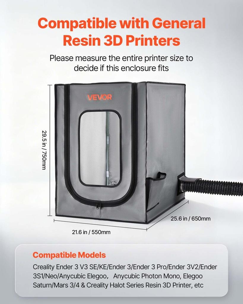 3D-Drucker-Gehäuse mit Belüftung, Staubdicht Wasserdicht Oxford-Gewebe Harz 3D-Drucker-Zelt, Konstanttemperatur Schutzhülle mit LED,
