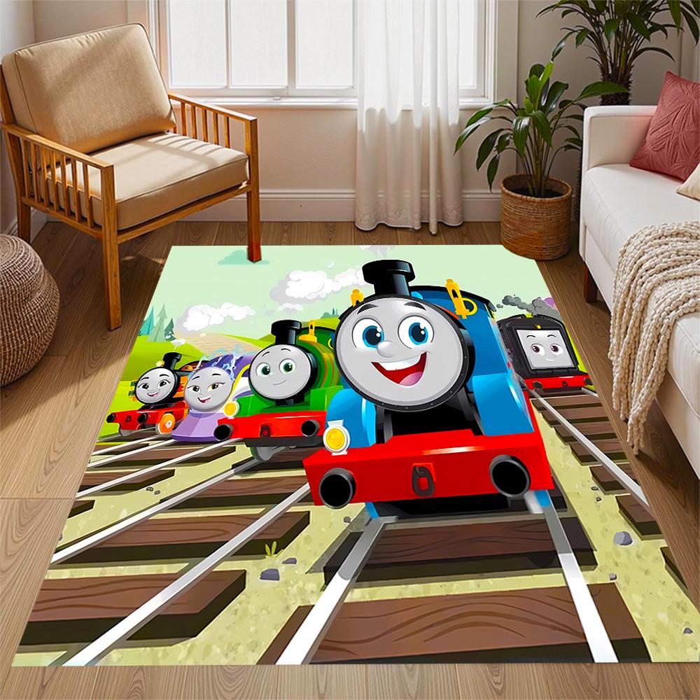 Thomas Friends Express Themed Anti-Slip Rugs - Polyester Home Decor, Suitable for Bedrooms, Living Rooms, Doorways, Studios, and Decorations