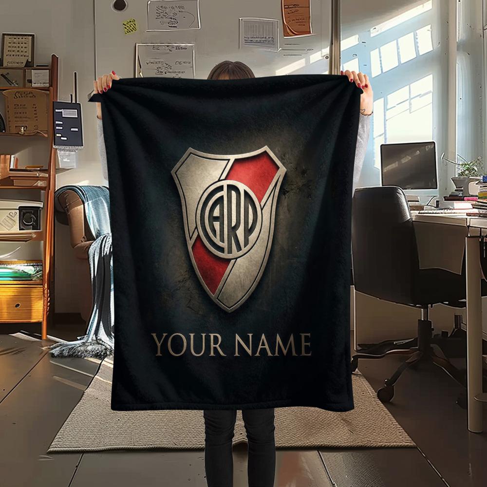 Custom Name River Plate Flannel Blanket, High quality Comfortable for All Seasons, Home Decor, Warmth and Comfort