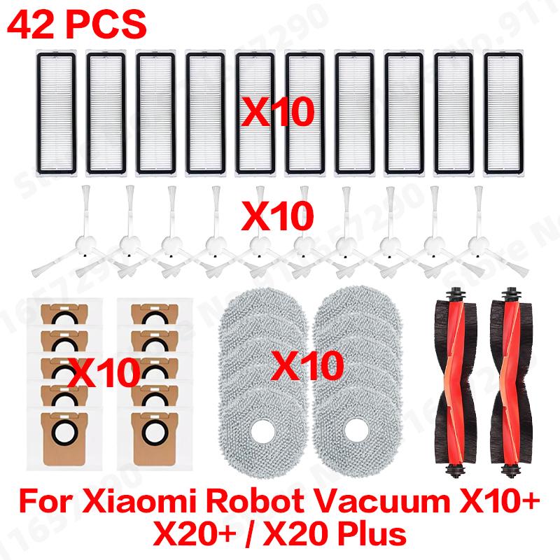 Compatible For ( Xiaomi Robot Vacuum X10+ / X20+ / X20 Plus ) Spare Parts Accessories Main Side Brush Mop Cloth Dust Bag Filter