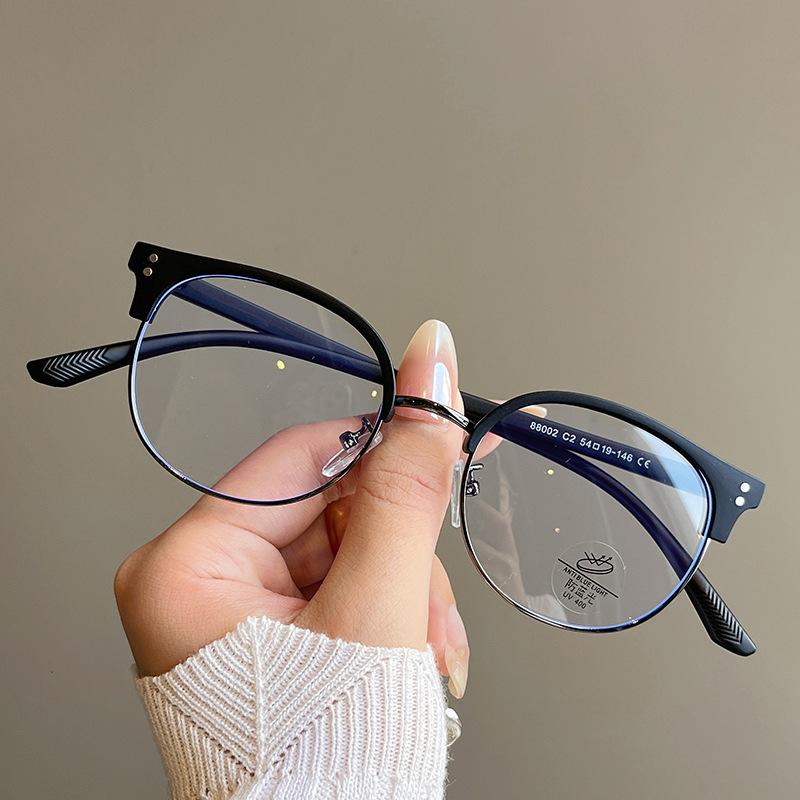 Vintage Retro Style Male Glasses Semi-Rimless Blue Light Blocking Glasses For Women High Quality Women'S Glass