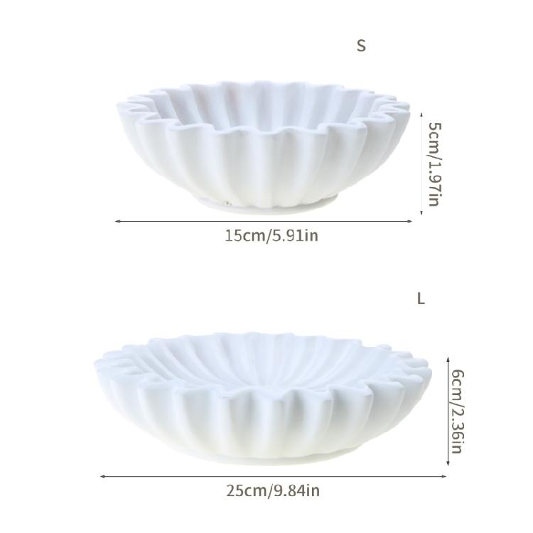 Durable Resin Decorative Bowl Living Room Modeling Coffee Table Bookshelf Decors Fruit Bowl Fluted Ruffle
