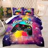 Lebendiges Sternenhimmel Gaming Controller Bettwäsche-Set - 3-teiliges Bettwäsche-Set