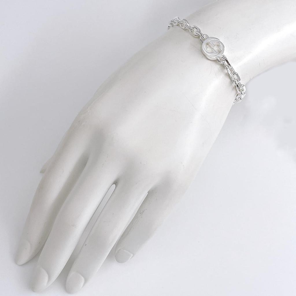 Gucci Interlocking G Chain 19cm Bracelet, 19cm, Silver, 796351, J8400, 8106, [Used]