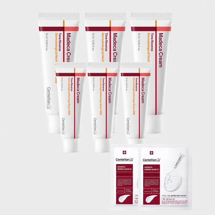 [SET] Madeca Cream Time Reverse 50ml X 3 + 15ml X 3 + Mask Pack (2 Sheets)