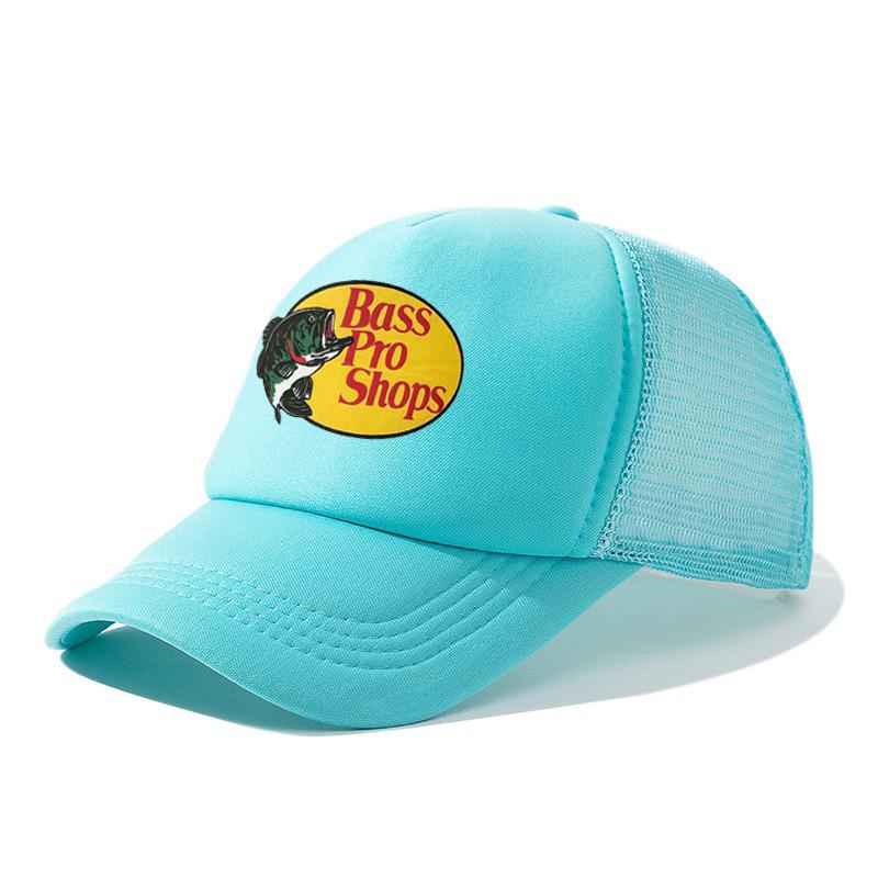 Global Finds Europese-Amerikaanse Bass Pro Shops Bedrukte Baseballpet voor Buitensporten & Vissen Adjustable meer blauwe kleur