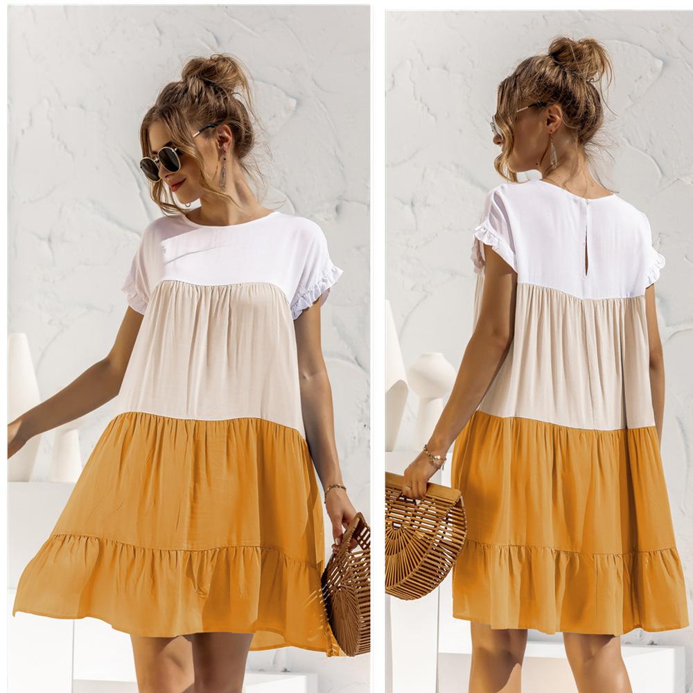 Fashion Women Loose Round Neck Dress 