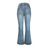 Jeans svasati da donna ricamati a fiori a vita alta jeans a zampa di elefante micro