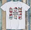 Meowy Christmas Cat Xmas Retro Meme Funny Gift Tee T Shirt 1824