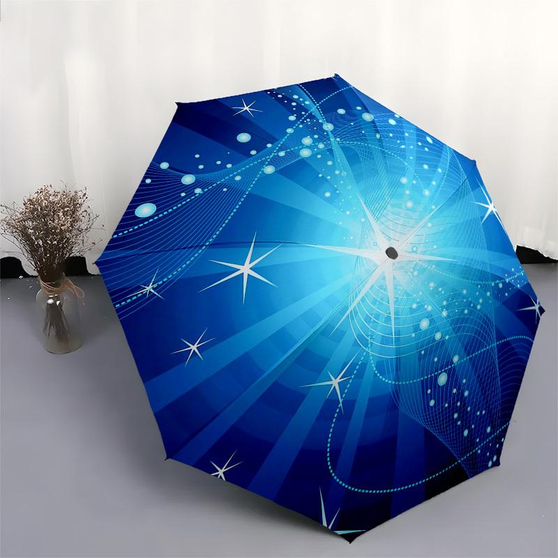 1pc Blue Abstract Background with Stars Umbrella with Plastic Handle,Vibrant Cartoon Pattern,Multi-functional UmbrellaPT169