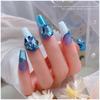 Elegant Blue Crystal Nail Art - Large & Irregular Rhinestone Accessories with Crooked Peach Hearts