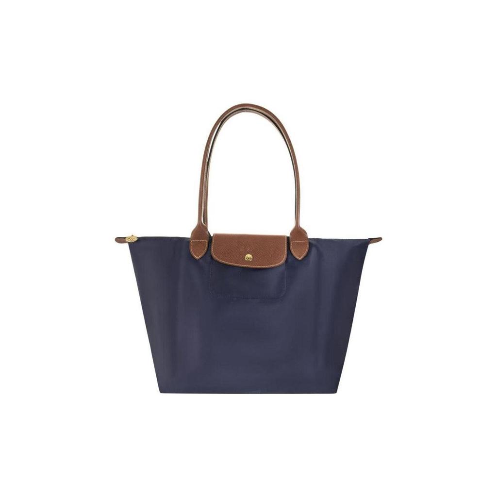 Longchamp Le Pliage 31 Logo Skládací taška Knedlík Kabelka Plátěná a kožená taška přes rameno Velké dámské kabelky Tmavě modrá 1899089P68