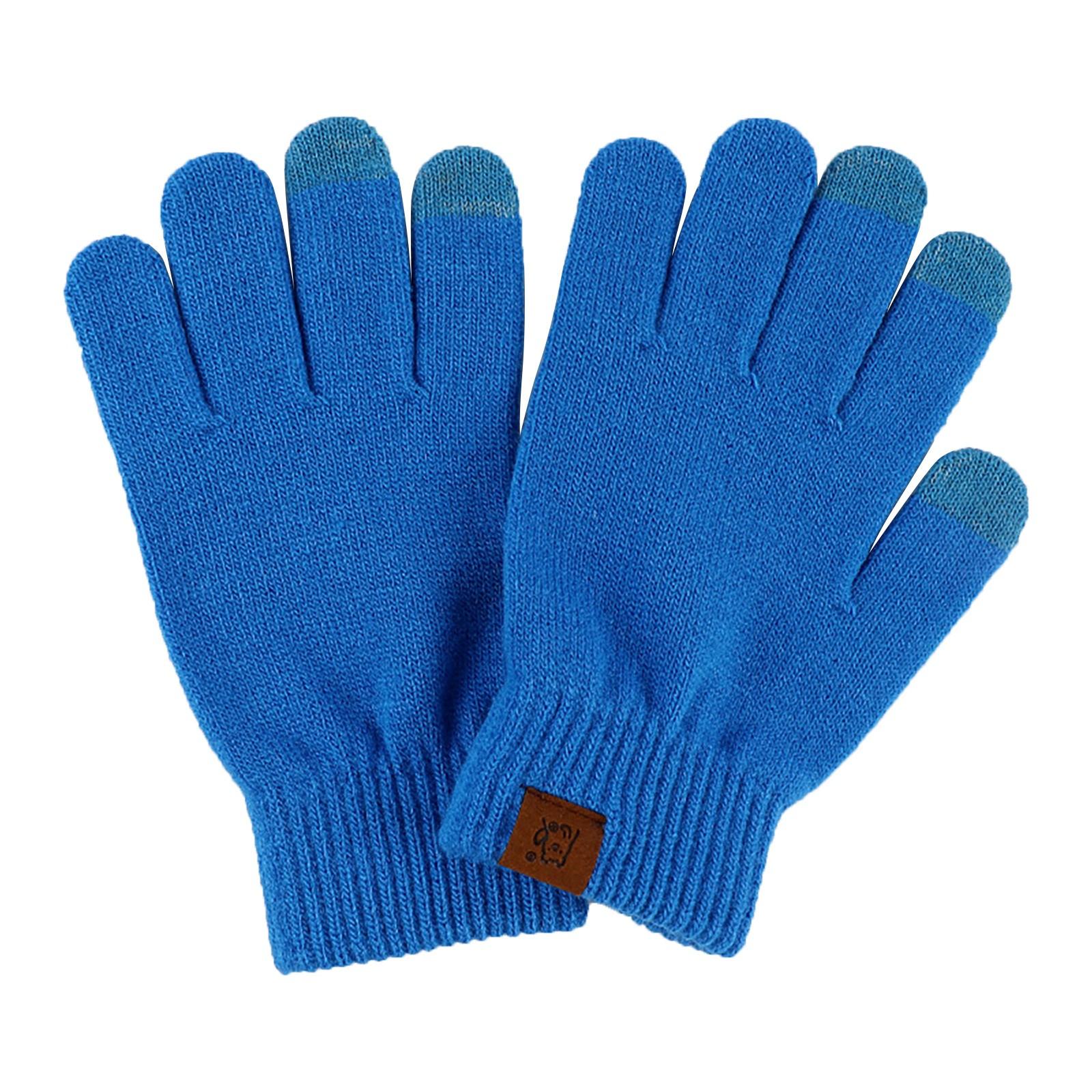 

Унісекс Зимові кашемірові трикотажні силіконові протиковзкі потовщені теплі флісові рукавички синій