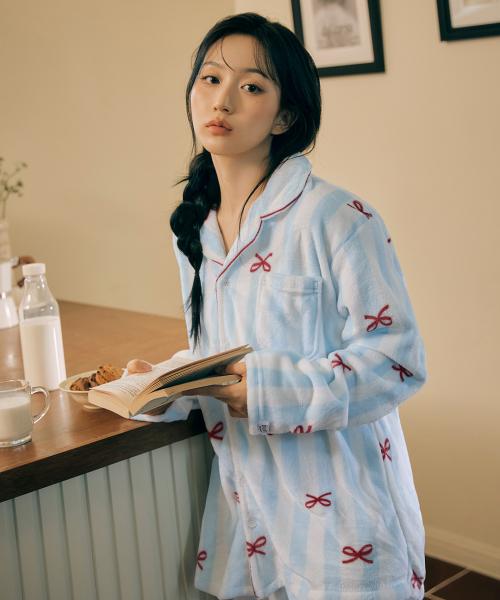 [Dossy] Fluffy Bonnie Long Sleeve Couple Sleepwear Set [Shipped from Korea] 100% Authentic
