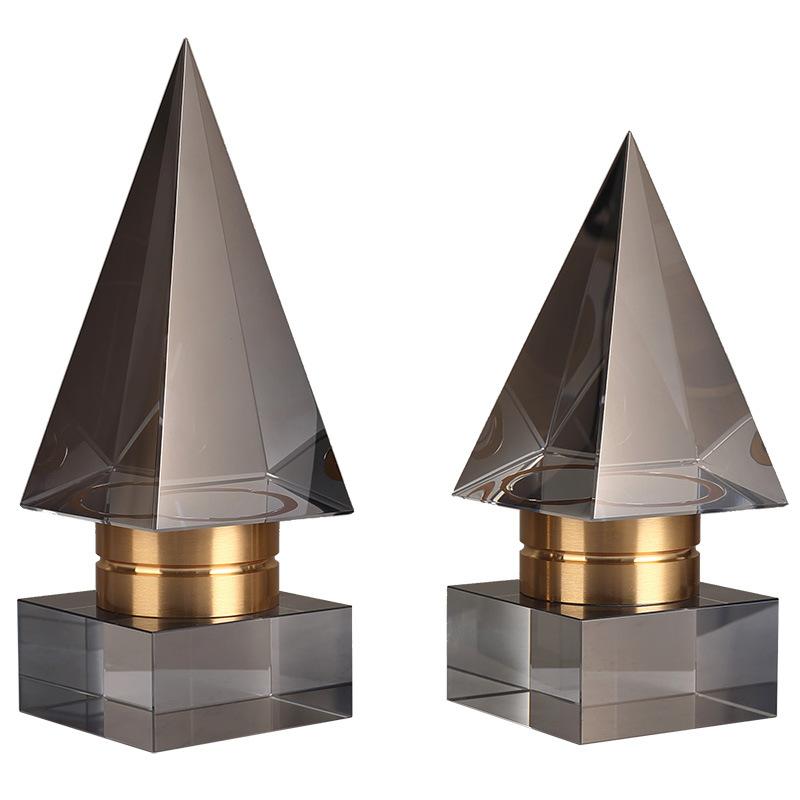 Sleek Conical Geometric Art Crystal Ornament Top Decorations Premium Model Living Room Home Handicraft Decorations