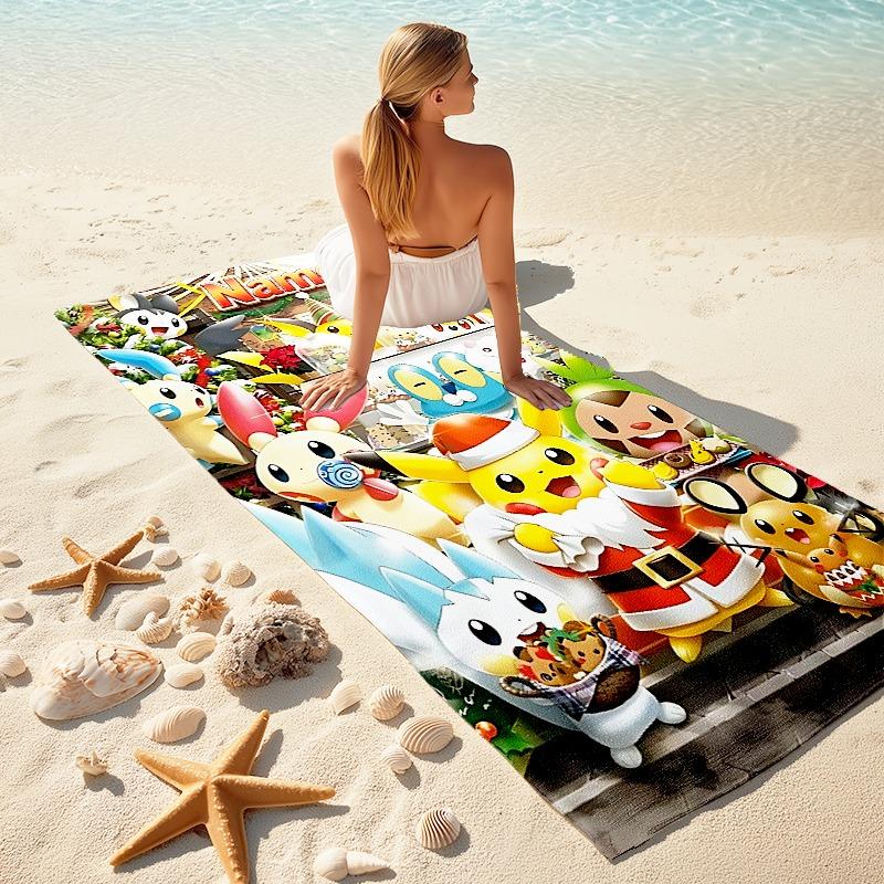 Custom Name Cute Christmas Characters beach towel,quick drying absorbent beach towel,outdoor sports swimming beach towel,Soft and comfortable