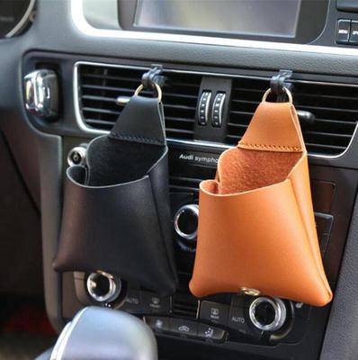 Borsa portaoggetti in pelle con tasca per cellulare con presa d'aria per auto