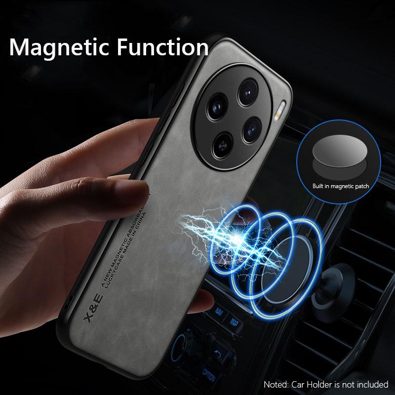 Retro magnetické semišové kožené pouzdro pro VIVO X100S Pro X100 Pro X100SPro Nárazuvzdorný matný silikonový měkký kryt