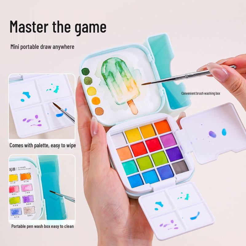 Lan Guo S618 Solid Watercolor Mini Palette - Rich Colors, Beginner-Friendly, Portable Painting Set