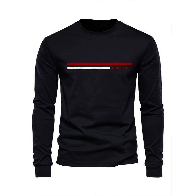 

Весняний чоловічий круглий виріз, повсякденний вуличний стиль, вільний модний світшот, літерний візерунок, креативна футболка з довгим рукавом 5XL