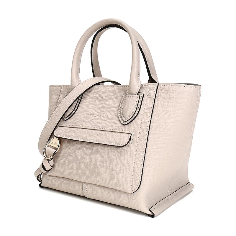 Longchamp Buzón 22 Color Sólido Piel con Textura Cierre de Cremallera Bolso de Hombro Bolsos de Mano para Mujer Rosa Blanco 10103HTA337