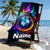 Custom Name Personalized BMW Print Beach Towel, for Trip Camping Beach Party Home Decor, Birthday Gift for Family & Friends