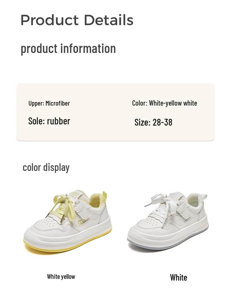 2025 Autumn Girls' White Skate Shoes - Versatile Soft Sole Sports Shoes for Older Kids