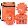 AK [6 Pack LED Road Flares Safety Flashing Warning Light Roadside Emergency Disc Beacon Kit For Vehicles Boats With Magnetic Base & Hook, Premium