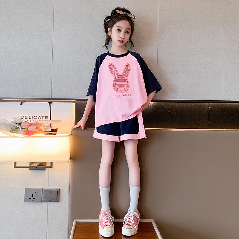 Girls  Summer Suits Summer Clothes Children s Casual Children s Clothing Big Girls Western-style Sportswear Ummer Models 120cm
