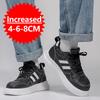 New Men's Casual Shoes Leather Simple Black White Sneakers Fashion Breathable Sneakers 4/6/8cm Invisible Height Increasing Shoes
