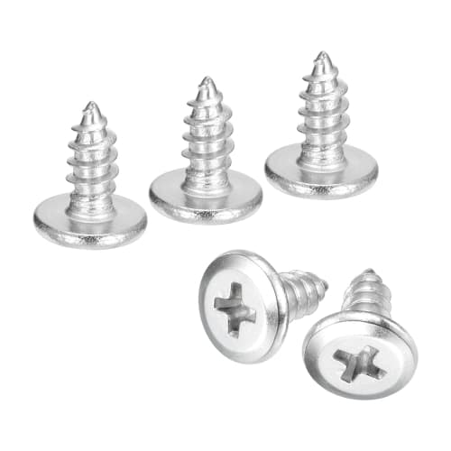 uxcell M5x12mm Flat Head Drive Self-Tapping Screws, 304 Stainless Steel Cross Drive Fastener Screws, Silver, Pack of 50