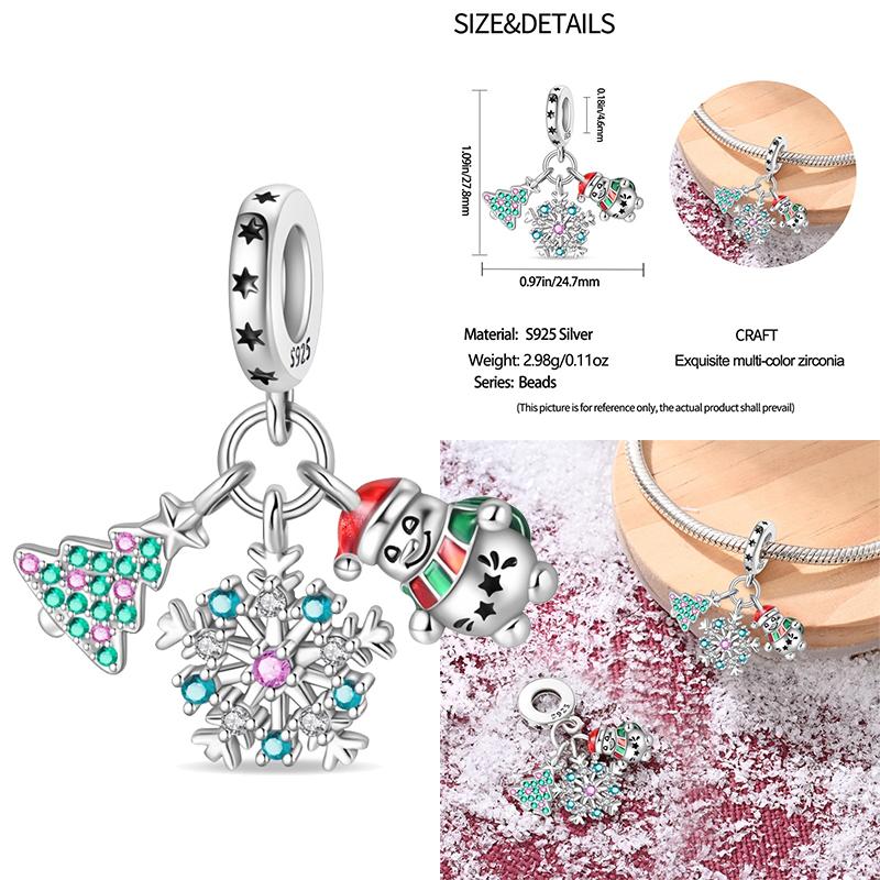 Copper Snowman Beads Christmas Bell Charms Fit 3Mm Women Bracelet Diy Accessories Christmas Gift Fine Jewelry