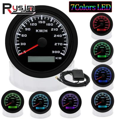7 Color Backlight Waterproof 300KM/H 85MM GPS Speedometer Gauge Universal Boat Car Odometer Speed Gauge With GPS Antenna