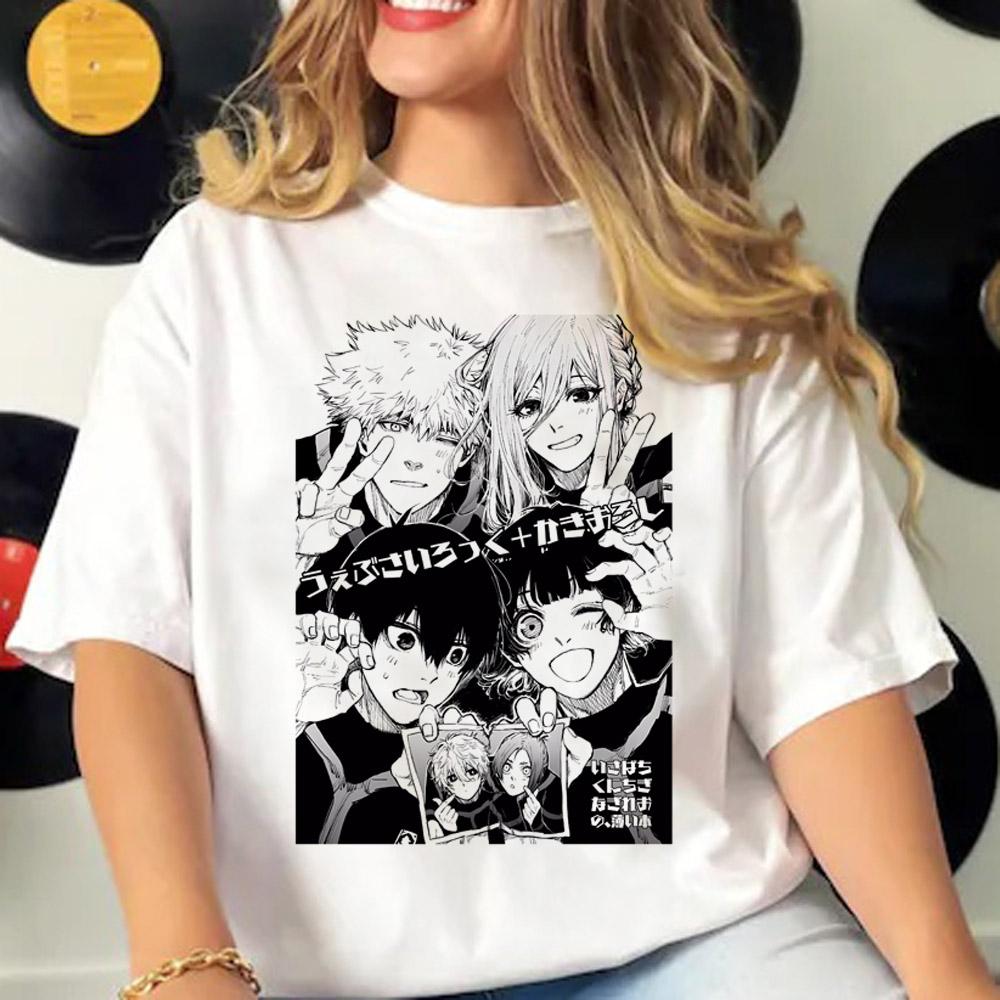 Japanese Anime Blue Lock T Shirt Women Men Short Sleeve T-shirt Harajuku Tops Tees Cartoon Streetwear