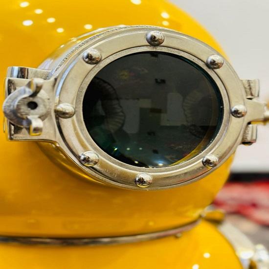 Nautischer Taucherhelm, Gelbe Beschichtung, Tiefseetaucher, Maritimes Marinedekor, Taucherhelm, Bestes Geschenk