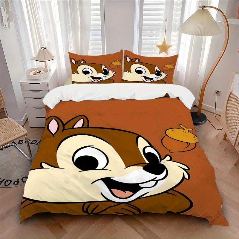 

3pcs set Chip & Dale1pc of quilt cover+2pcs of pillowcase, no core, print bedding, All Seasons Bedroom Setting067 135x200cm