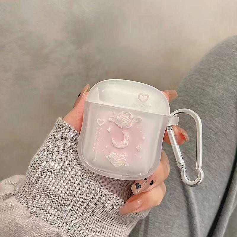 Cool Wind Blur Pink Moon Apple AirPods Pro 1 Bluetooth Earphone Protective Case 1/1/1 Gen Soft Case Wireless
