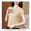 Round Neck Short Sleeve Women's Solid Color Mulberry Silk Top Large Size Loose Satin Bottoming Shirt