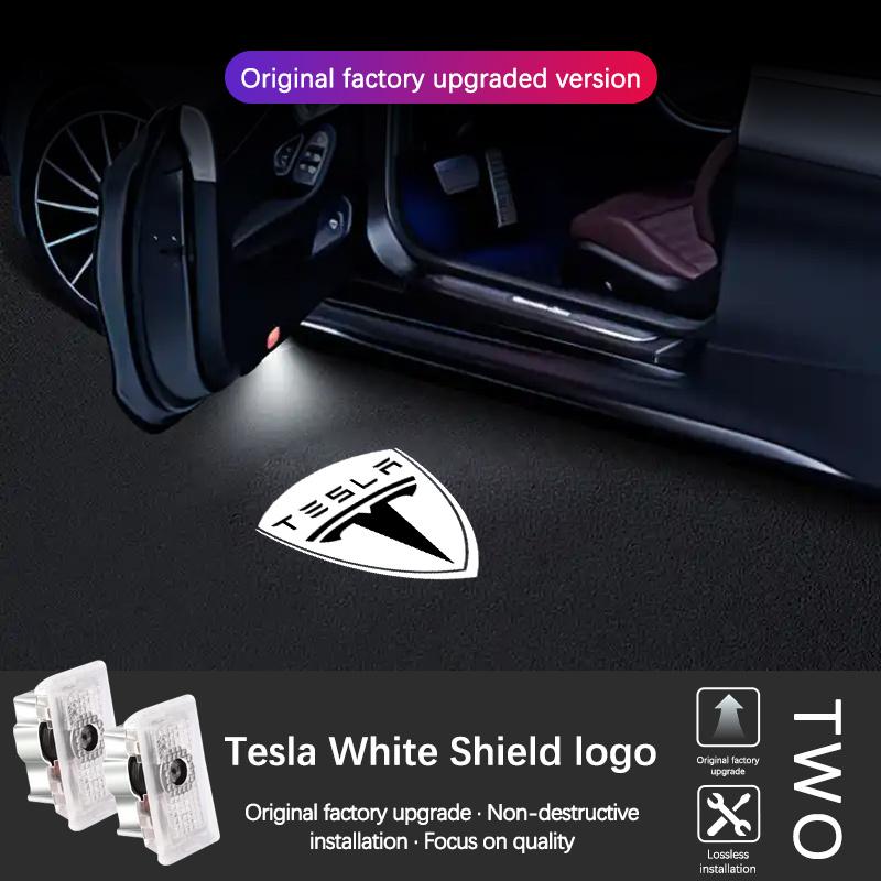 ALC1 LED Car Door Welcome Logo Shadow Projector Light Accessories For Tesla Model 3 Model S