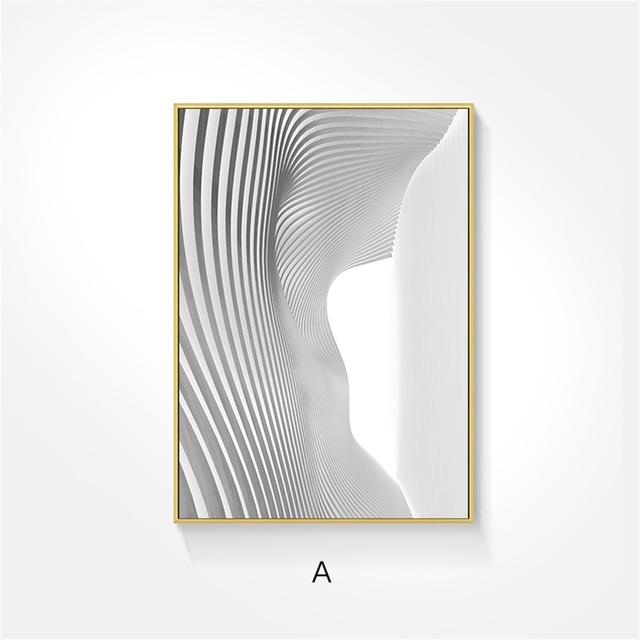 Solid Wood Frame Modern Nordic Black White Space Wall Art Canvas Painting Posters Prints Abstract Building Pictures for Living Room Home Decor