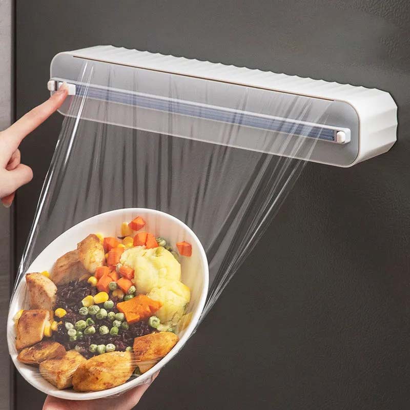 Plastic Food Wrap Cutter Slide Knife Multifunctional Magnetic Suction Wall-mounted Cutting Box Disposable Cling Film Dispenser Kitchen Foil Cutter