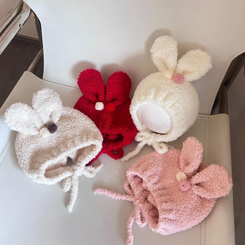 Bonnet Bébé Oreilles de Lapin Mignon Hiver Épais Chaud 1-3 ans Tout-Petites Filles Chapeau Protection Oreilles Extérieur Coupe-vent Bonnets Enfants