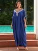 2024 Cotton Embroidered Plus Size Beach Cover-Up Dress
