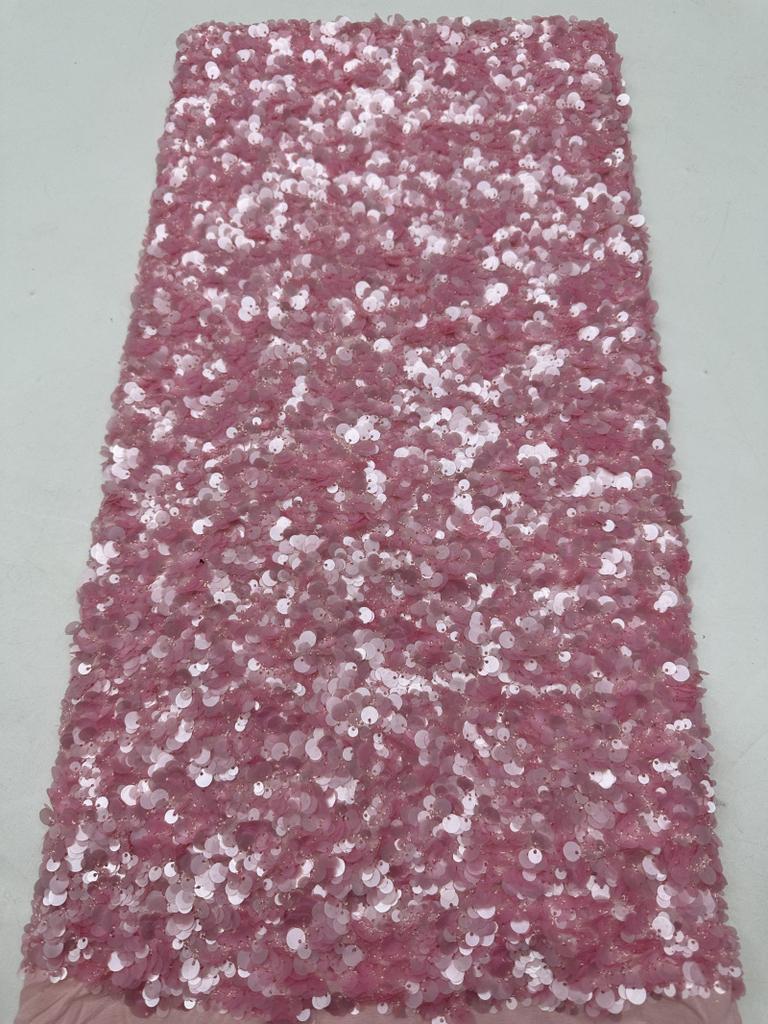 5+7+9mm Sequins Lace Fabric Fashion Design Handmade Embrordered Net Lace with Full Sequin Fabric for Party Evening Dress Cloth