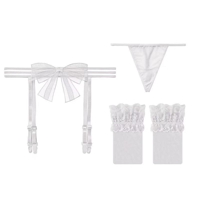 Sexy Underwear Garter Belt Women's Knee Stockings Set Sexy Briefs Slim White Lace Pure Desire Black Silk Fishnet Socks
