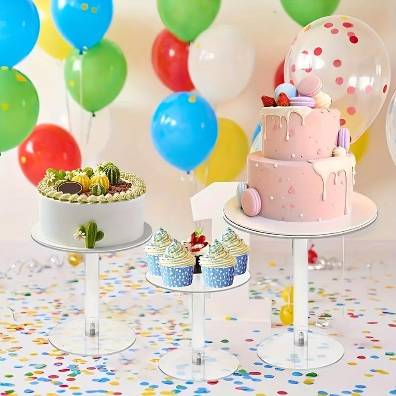 Transparent Acrylic Round Cake Stand for Desserts, Cupcake Rack, Pastry Candy Display Stand for Wedding, Event, Birthday Party