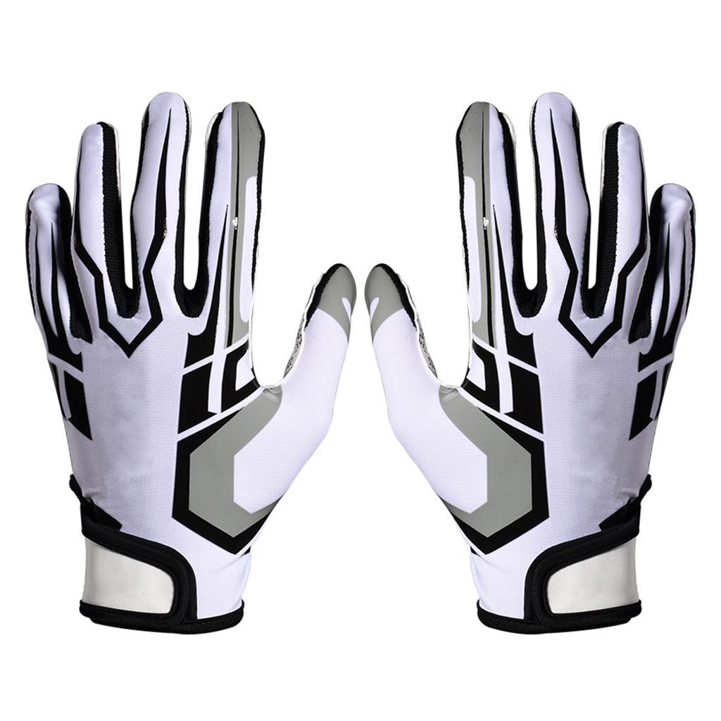 Bílé fotbalové rukavice Protiskluzový silikonový úchop Sportovní rukavice pro příjemce Prodyšné Nastavitelné zápěstí