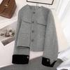 Women's Round Neck Double-Faced Wool Blend Jacket
