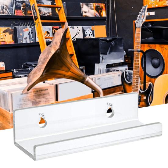 1Pc/6Pcs Clear Acrylic Vinyl Record Shelf Wall Mount Sleek Music Album Display Floating Shelves Record Holder