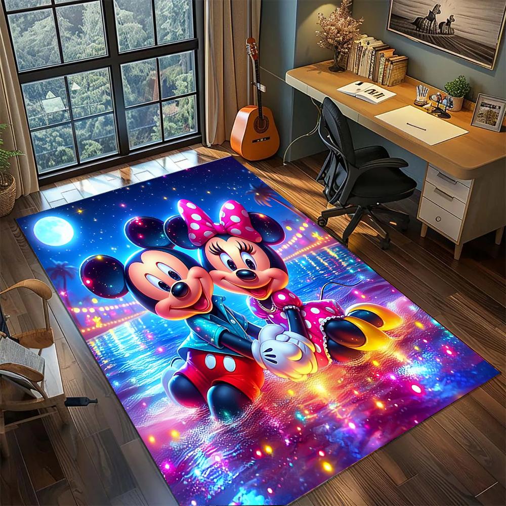 Mickey and Minnie's Romantic Confession Rug Carpet Large Area Rug Non Slip Washable Floor Mat Gamer Room Bedroom Home Decor